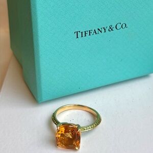 Tiffany & Co. 18k Yellow Gold Citrine Tsavorite Sparklers Ring